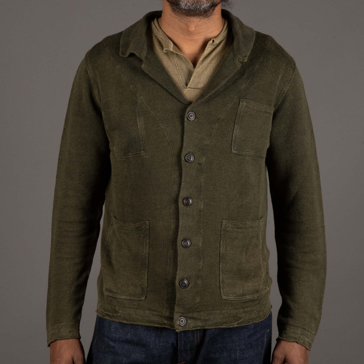 G.R.P.3 Pocket Jacket Lin Dark GreenVeste en tricotBritish Parts Luzern