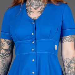 Hen's TeethWomens Dress Herringbone French BlueRobeBritish Parts Lucerne