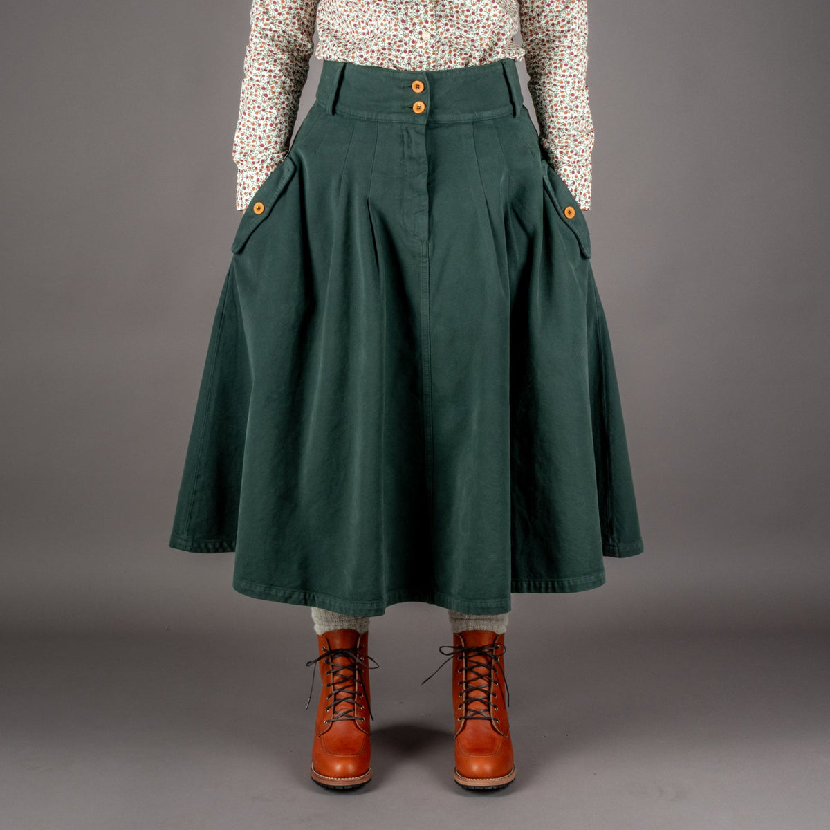 Hen's TeethWomens Skirt Canvas Forest GreenRockBritish Parts Luzern