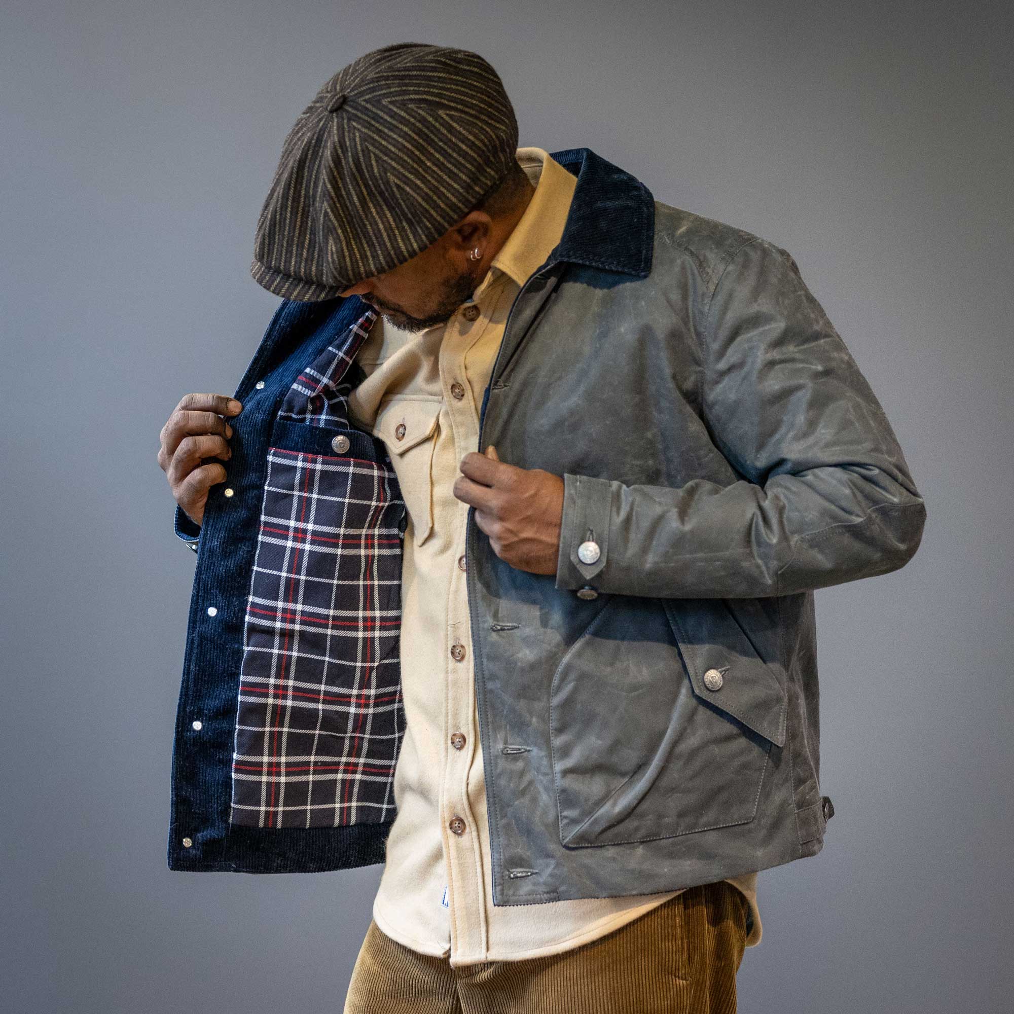 Hidden AcesPollux Padded Wax Jacket in StoneBackenBritish Parts Lucerne