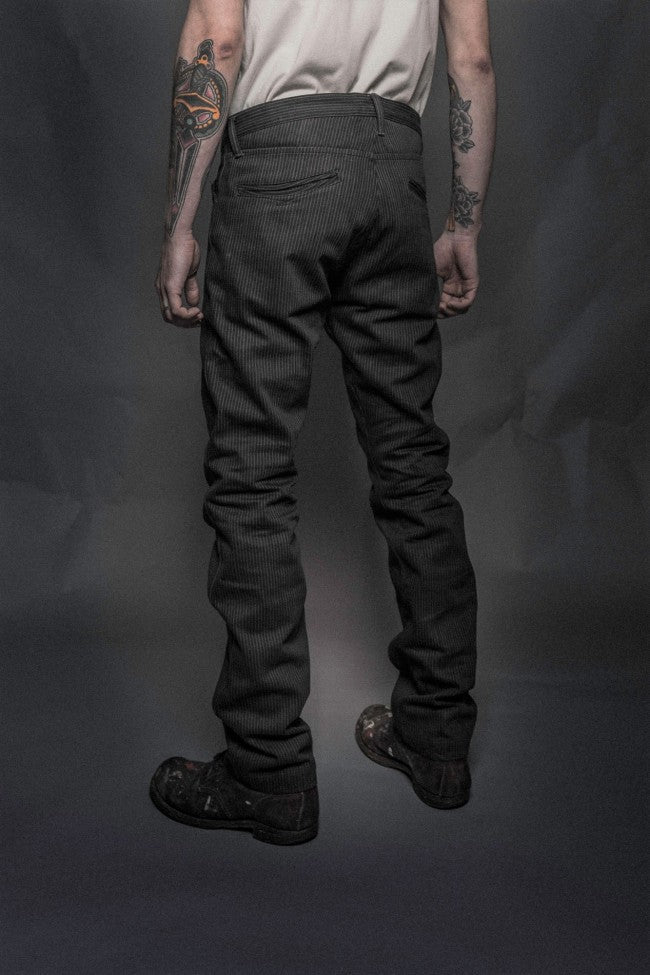 IndigoferaSwearengen Hickory Stripe Twill 12oz gris noirPantalonsBritish Parts Luzern