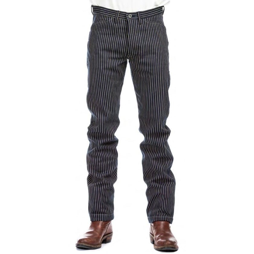 IndigoferaSwearengen Single Stripe Twill 12oz bleu beigePantalonsBritish Parts Luzern