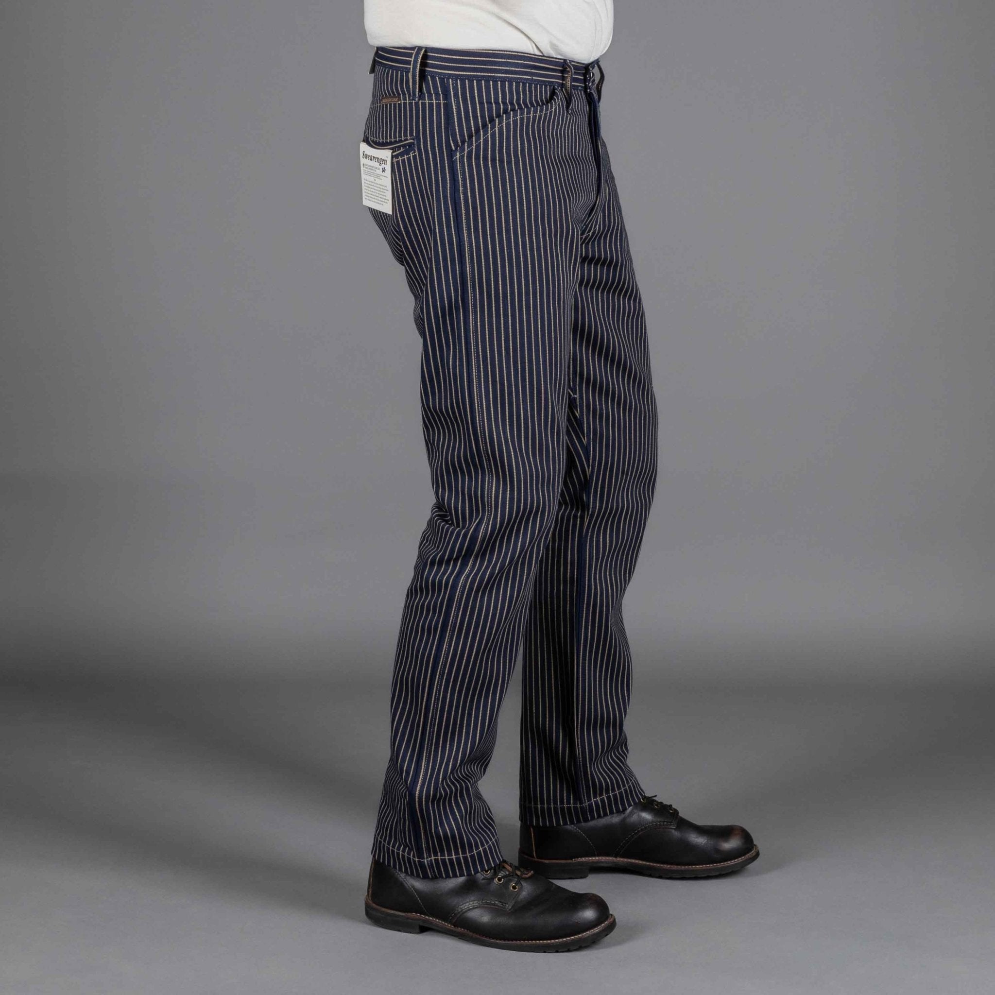 IndigoferaSwearengen Single Stripe Twill 12oz bleu beigePantalonsBritish Parts Luzern