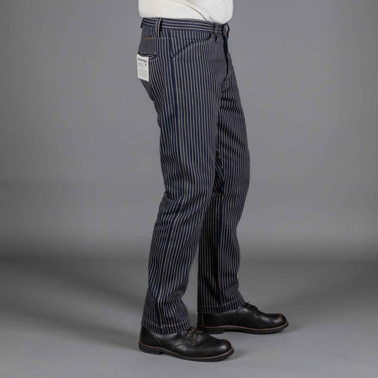IndigoferaSwearengen Single Stripe Twill 12oz bleu beigePantalonsBritish Parts Luzern