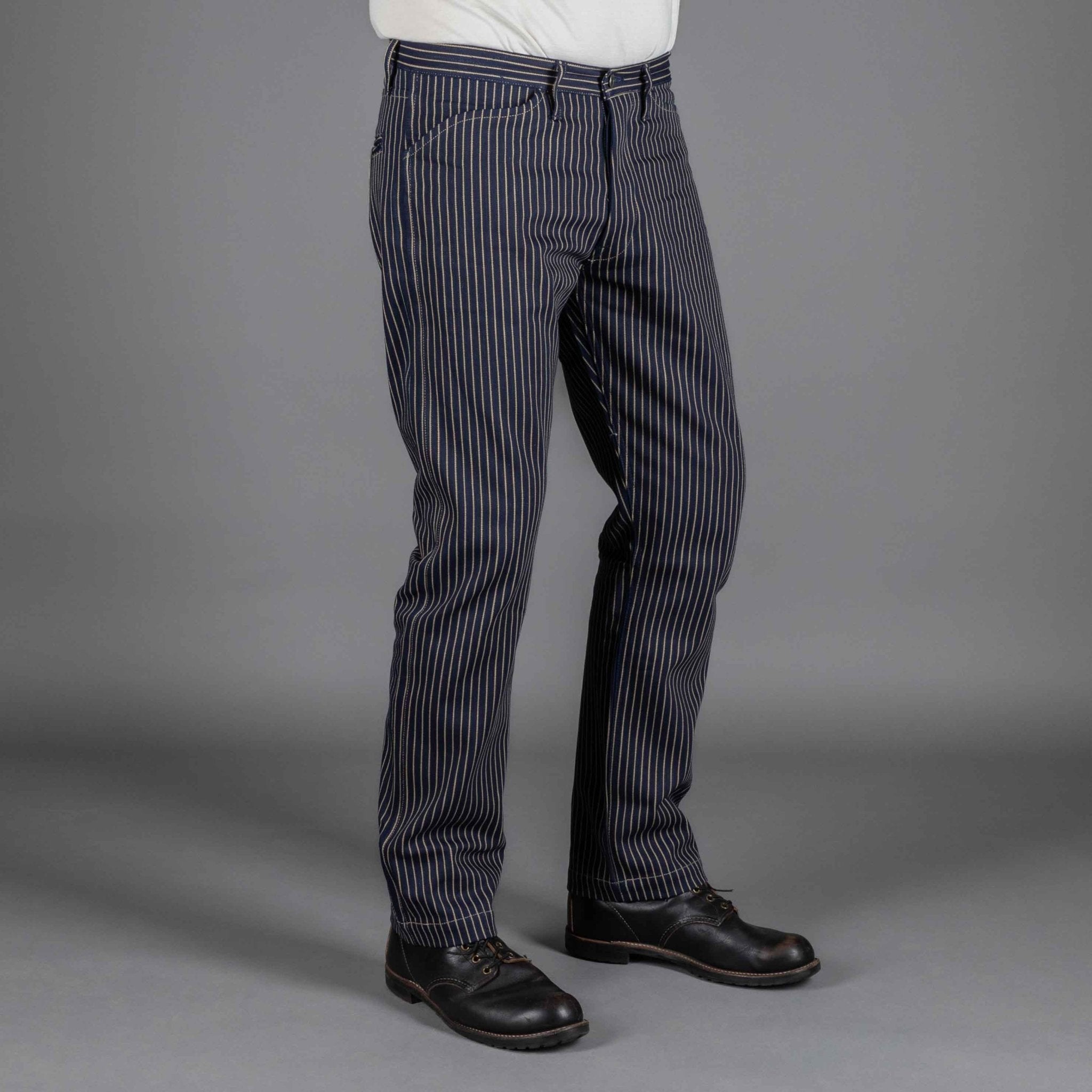 IndigoferaSwearengen Single Stripe Twill 12oz bleu beigePantalonsBritish Parts Luzern