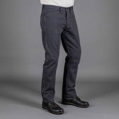 IndigoferaSwearengen Single Stripe Twill 12oz bleu beigePantalonsBritish Parts Luzern