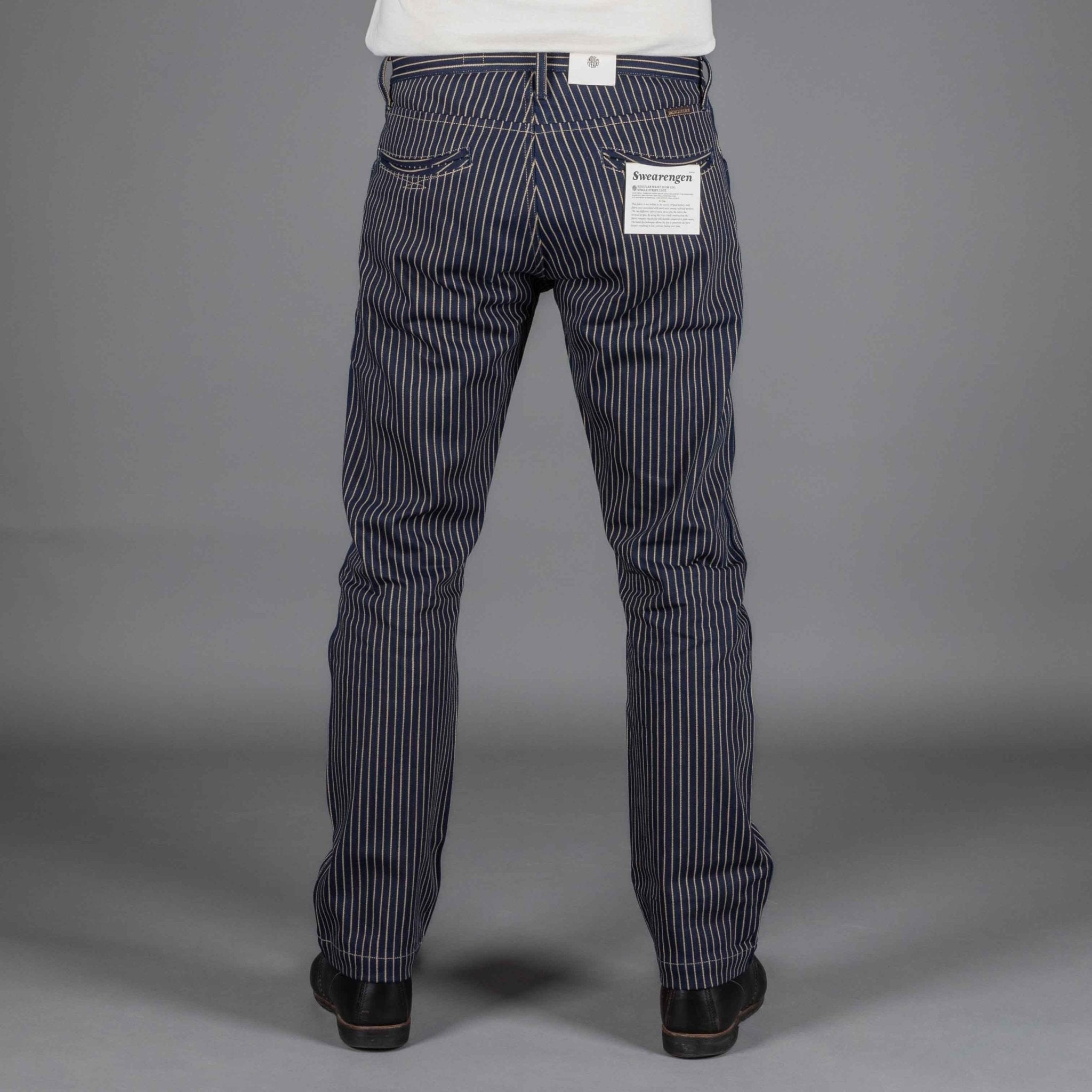 IndigoferaSwearengen Single Stripe Twill 12oz bleu beigePantalonsBritish Parts Luzern