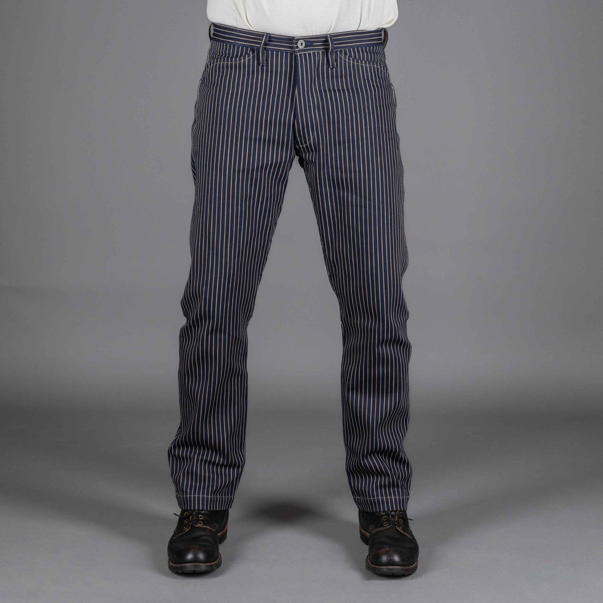 IndigoferaSwearengen Single Stripe Twill 12oz bleu beigePantalonsBritish Parts Luzern