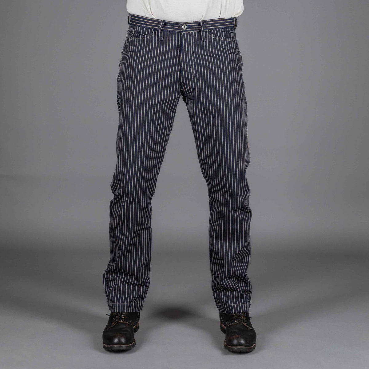 IndigoferaSwearengen Single Stripe Twill 12oz bleu beigePantalonsBritish Parts Luzern