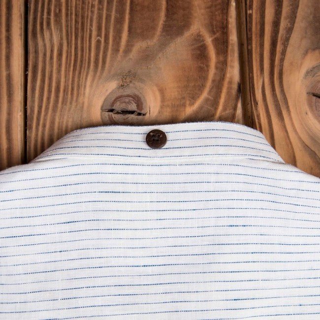 Pike Brothers1923 Buccanoy Shirt Lin Blanc BleuChemiseBritish Parts Lucerne