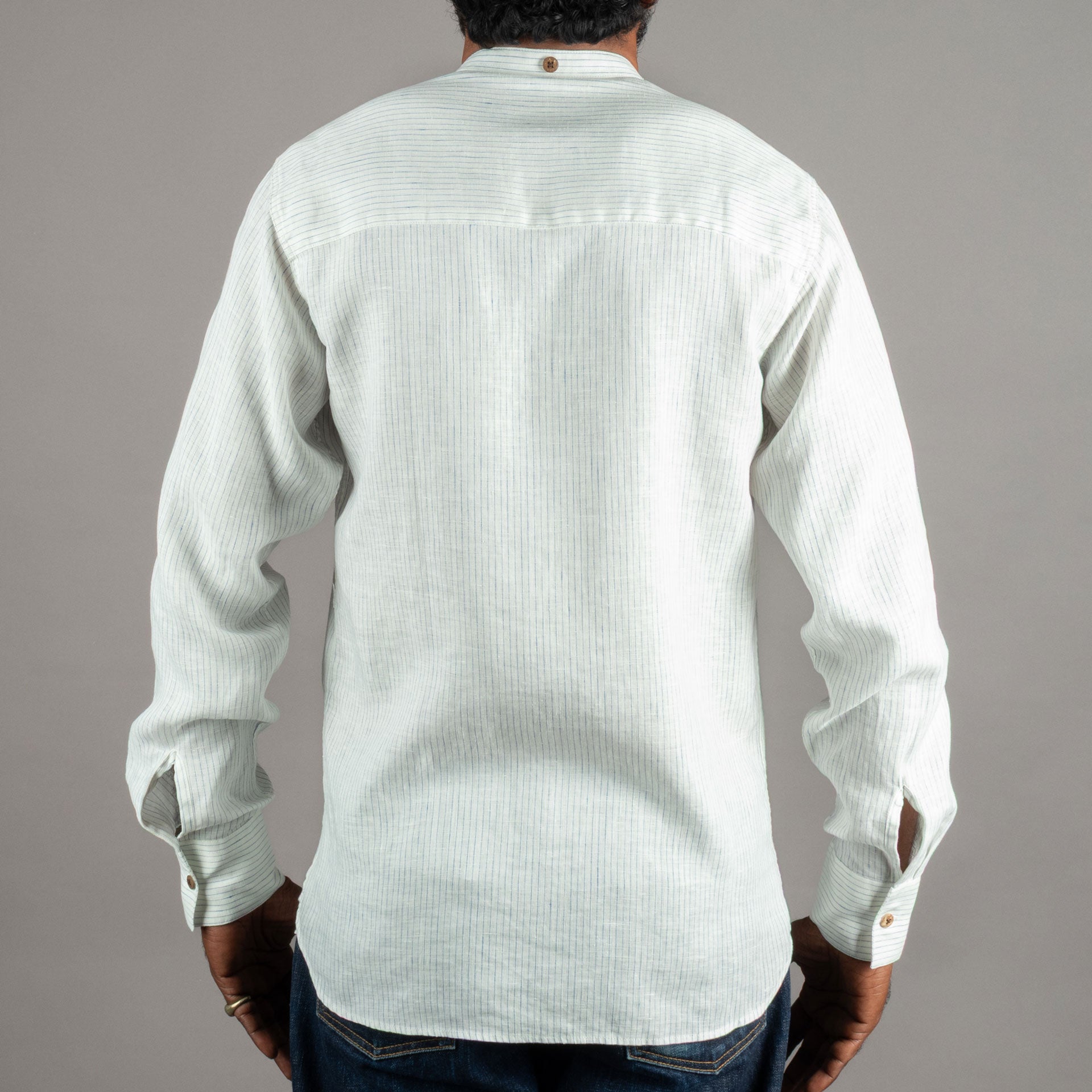 Pike Brothers1923 Buccanoy Shirt Lin Blanc BleuChemiseBritish Parts Lucerne