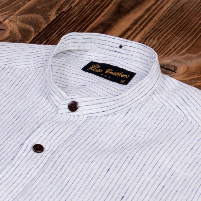 Pike Brothers1923 Buccanoy Shirt Lin Blanc BleuChemiseBritish Parts Lucerne