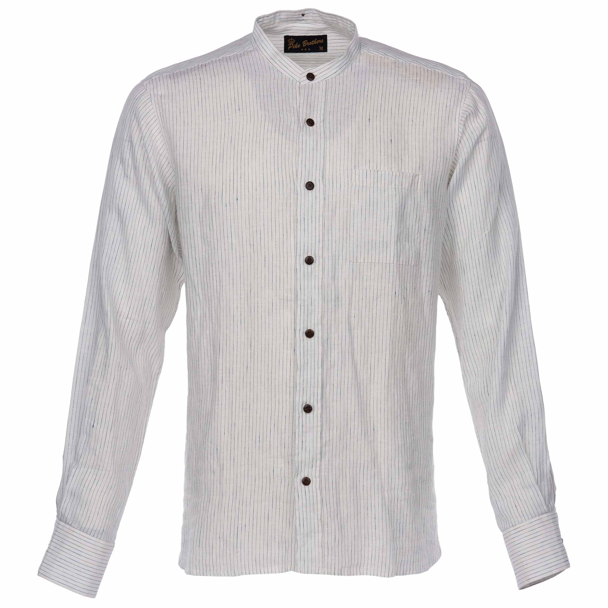 Pike Brothers1923 Buccanoy Shirt Lin Blanc BleuChemiseBritish Parts Lucerne