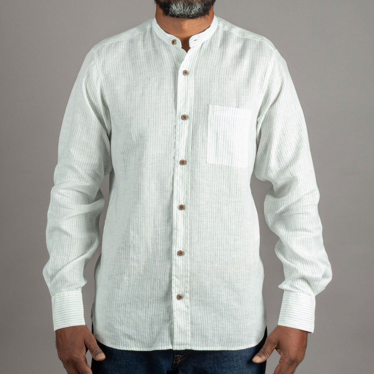 Pike Brothers1923 Buccanoy Shirt Lin Blanc BleuChemiseBritish Parts Lucerne