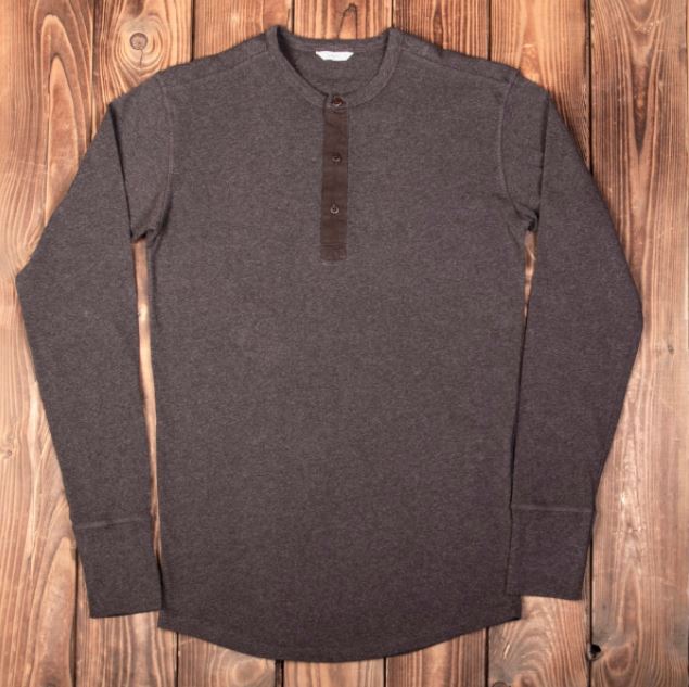 Pike Brothers1927 Henley Shirt manches longues brown melangeHenleyBritish Parts Luzern
