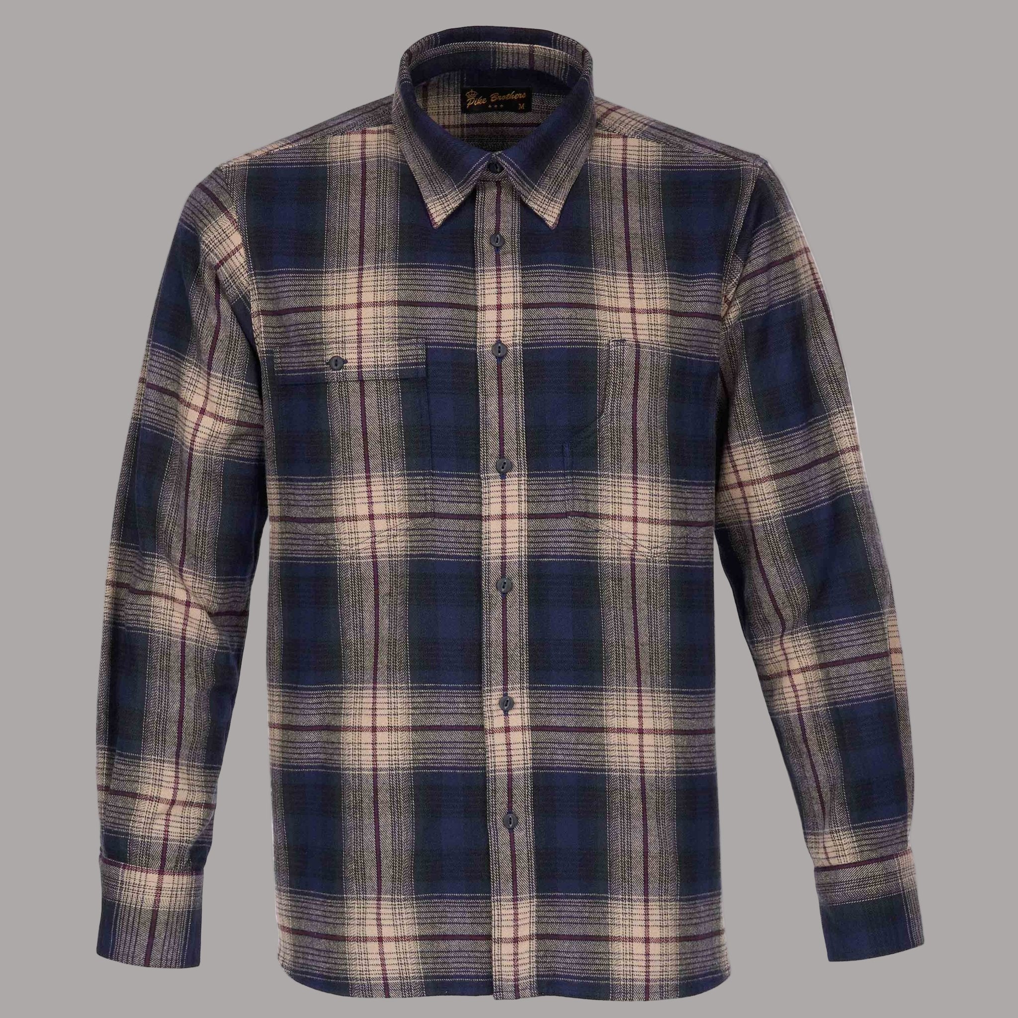 Pike Brothers1937 Roamer Shirt Flannel Blue Beige CheckChemiseBritish Parts Luzern