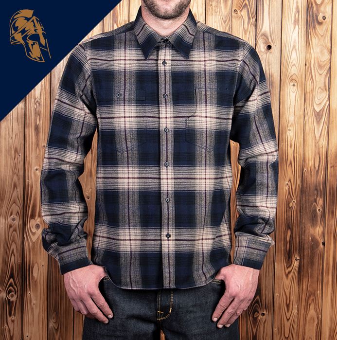 Pike Brothers1937 Roamer Shirt Flannel Blue Beige CheckChemiseBritish Parts Luzern