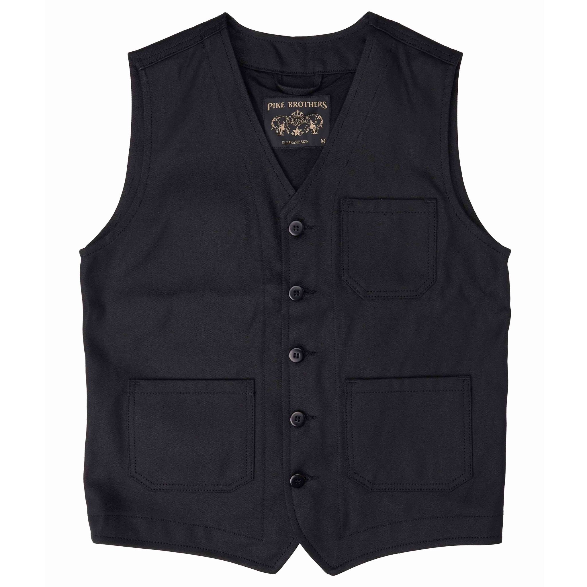 Pike Brothers1937 Roamer Vest Elephant Skin BlackGiletsBritish Parts Luzern