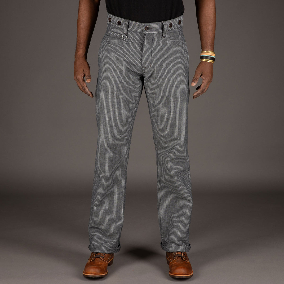 Pike Brothers1942 Hunting Pant Grey Striped LinenPantalonsBritish Parts Luzern