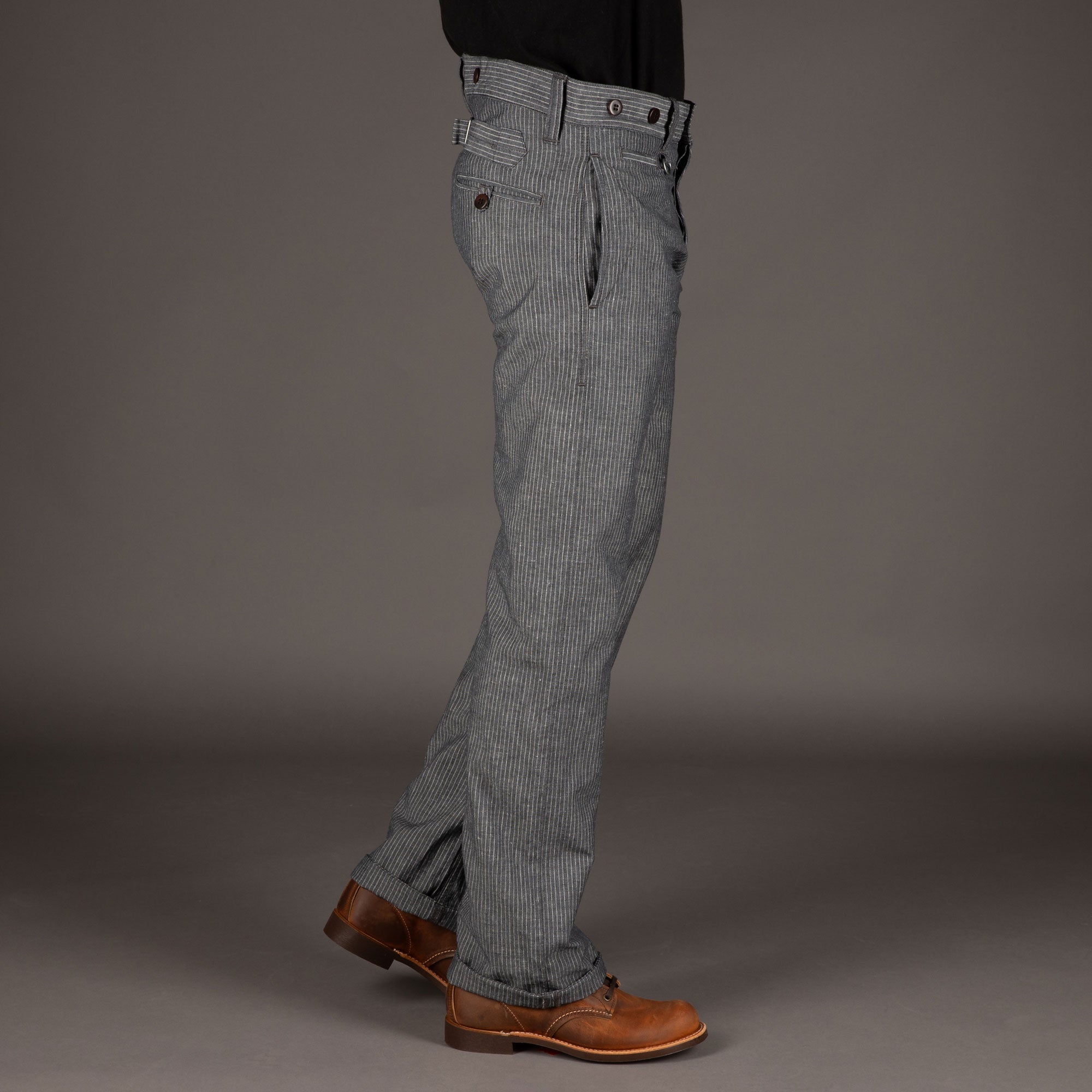 Pike Brothers1942 Hunting Pant Grey Striped LinenPantalonsBritish Parts Luzern