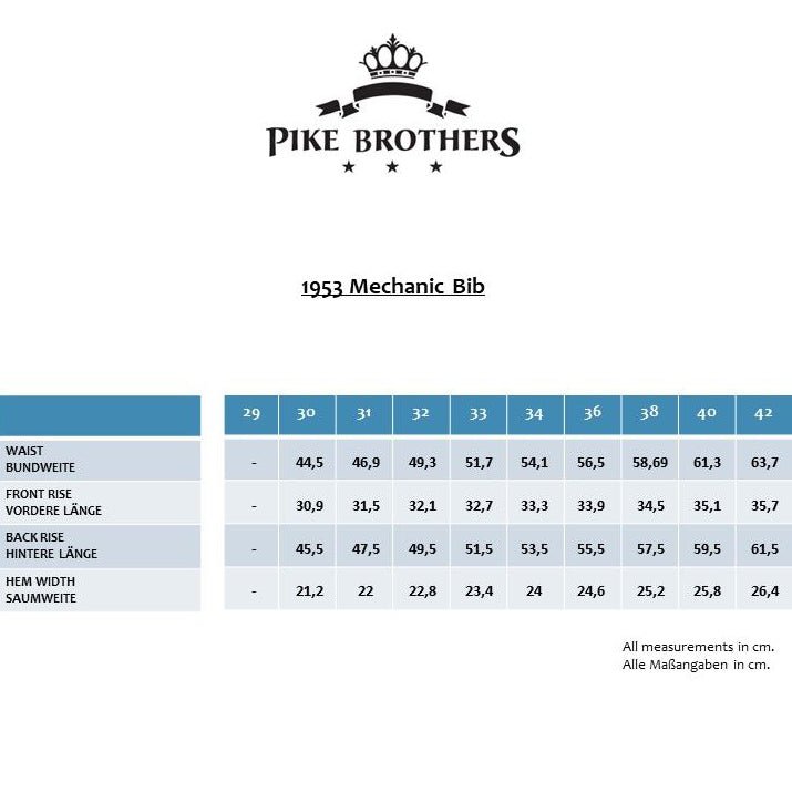 Pike Brothers1953 Mechanic Bib 11ozPantalonsBritish Parts Luzern