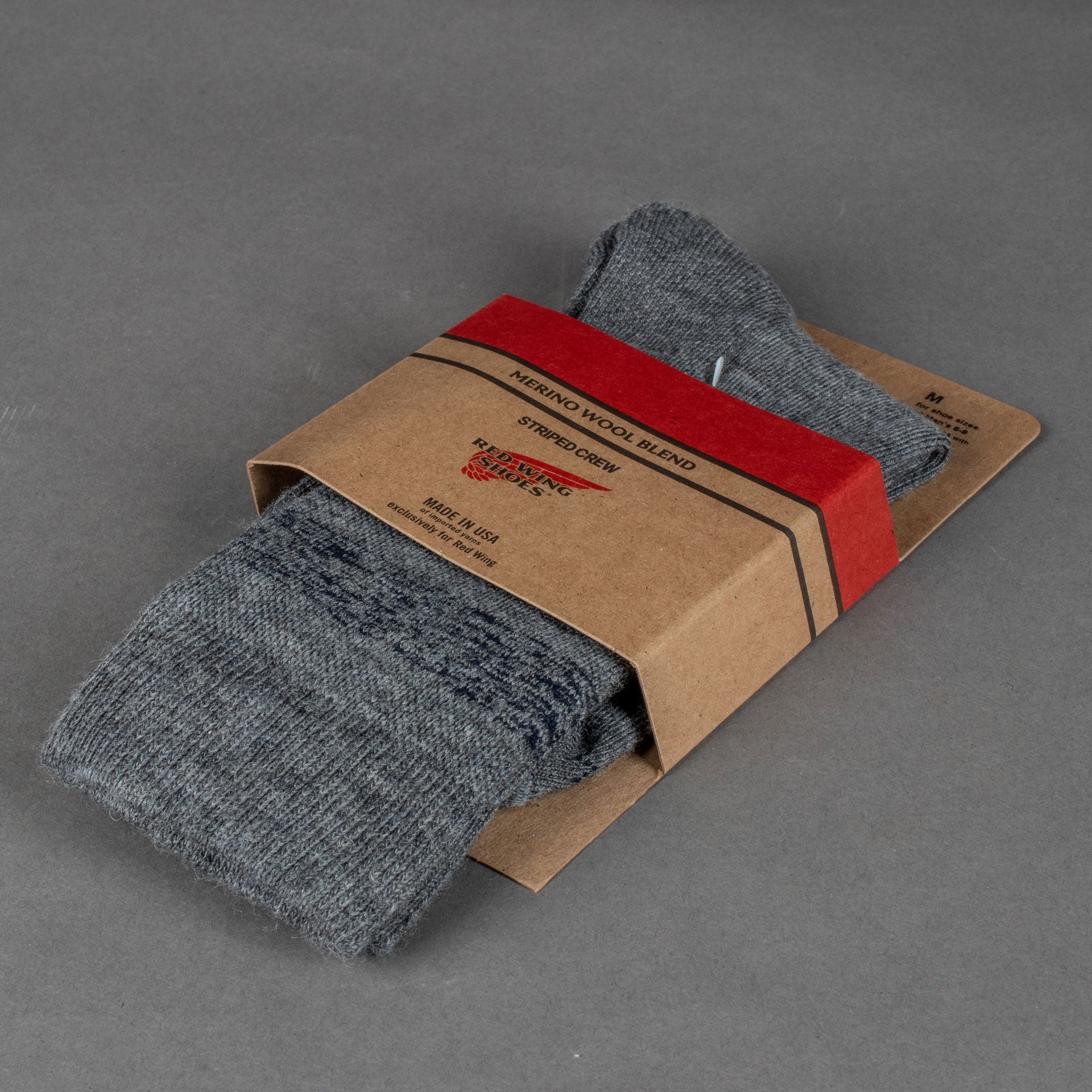 Red Wing ShoesWool Blend Striped Crew Chaussettes Gris/NavyChaussettesBritish Parts Luzern