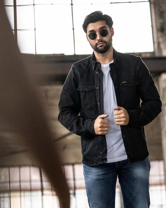 Rokker Rider Shirt Veste de moto noire légère British Parts Luzern