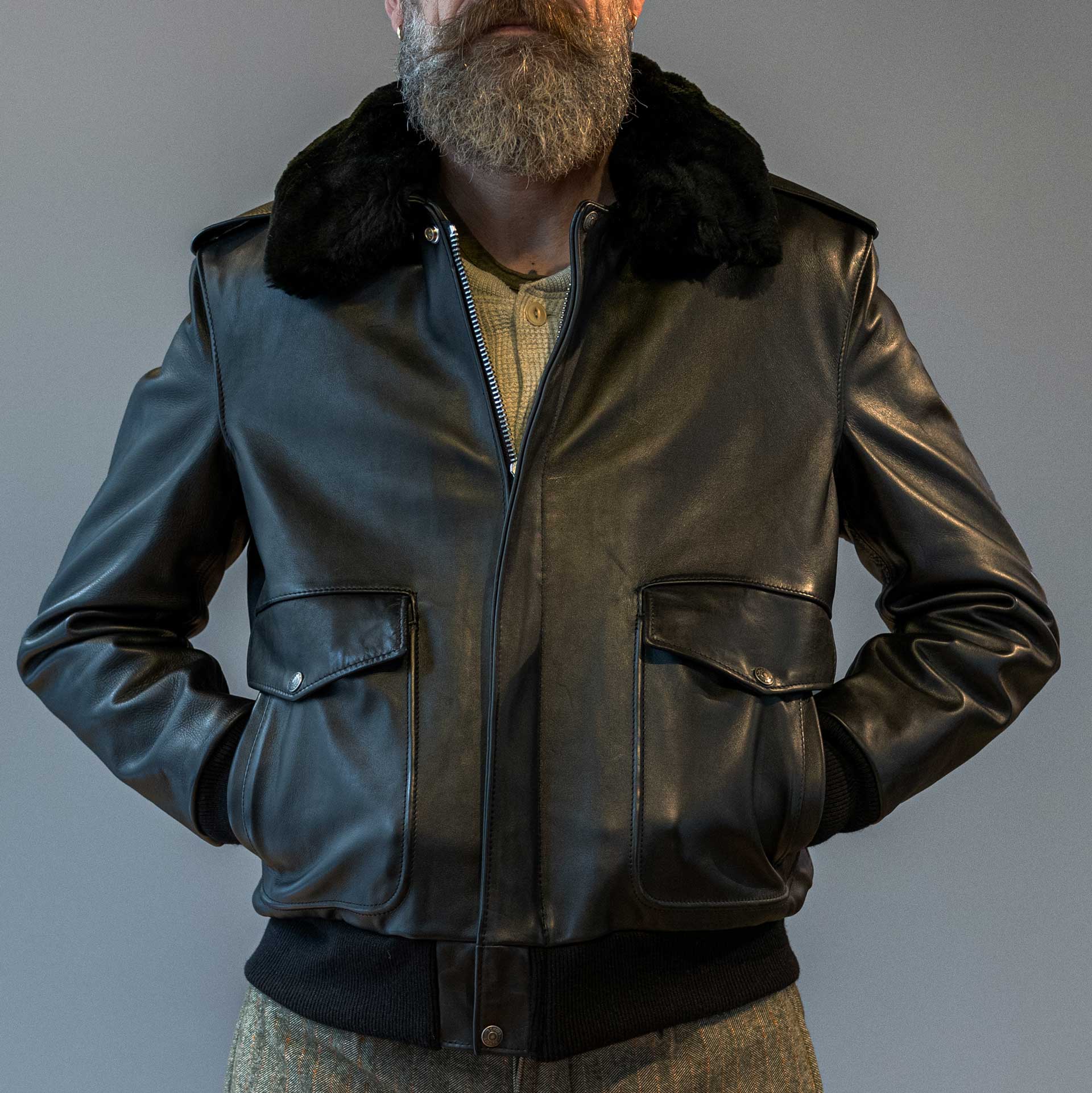 Schott NYCA - 2 aviateurs veste en cuir noirVeste en cuirBritish Parts Luzern