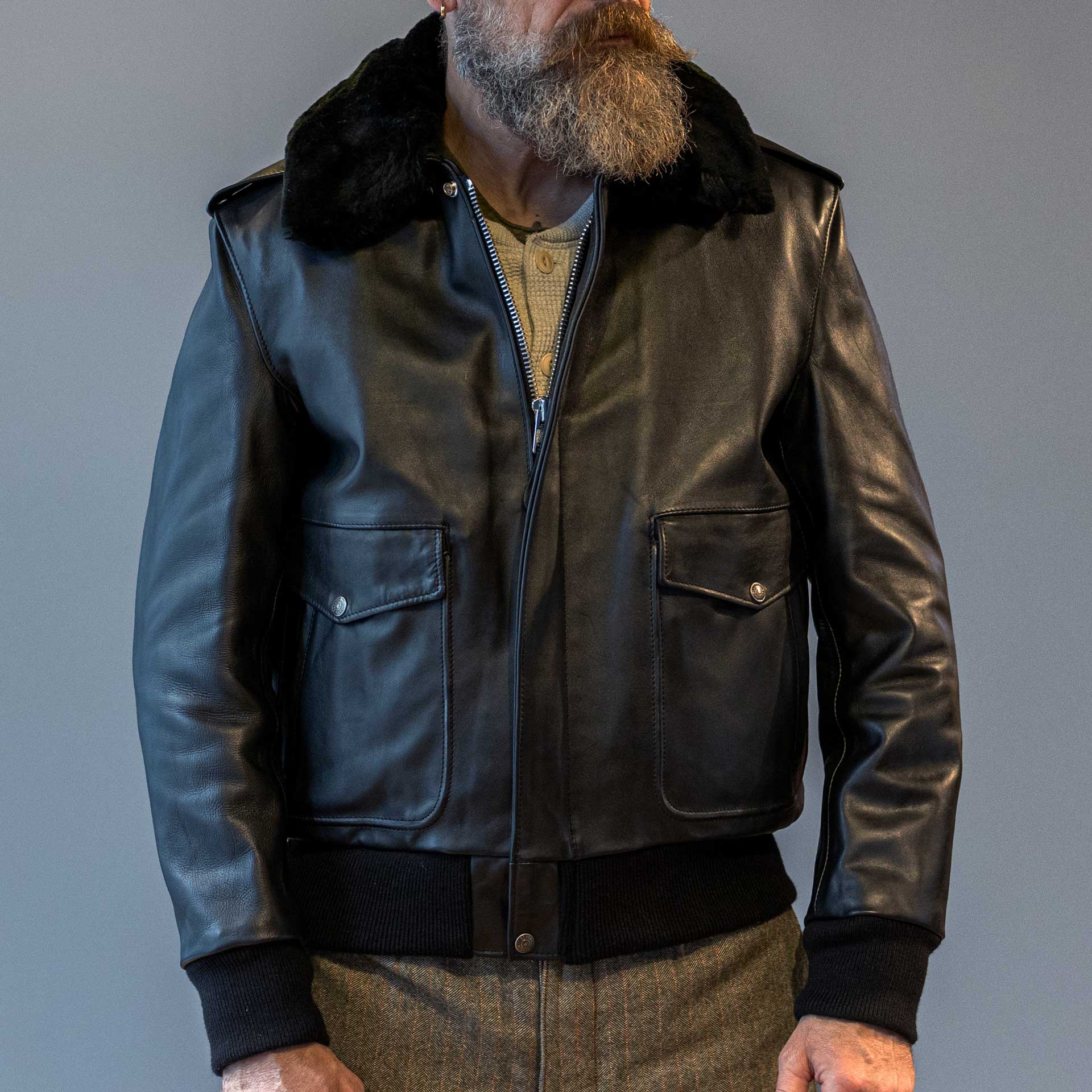 Schott NYCA - 2 aviateurs veste en cuir noirVeste en cuirBritish Parts Luzern