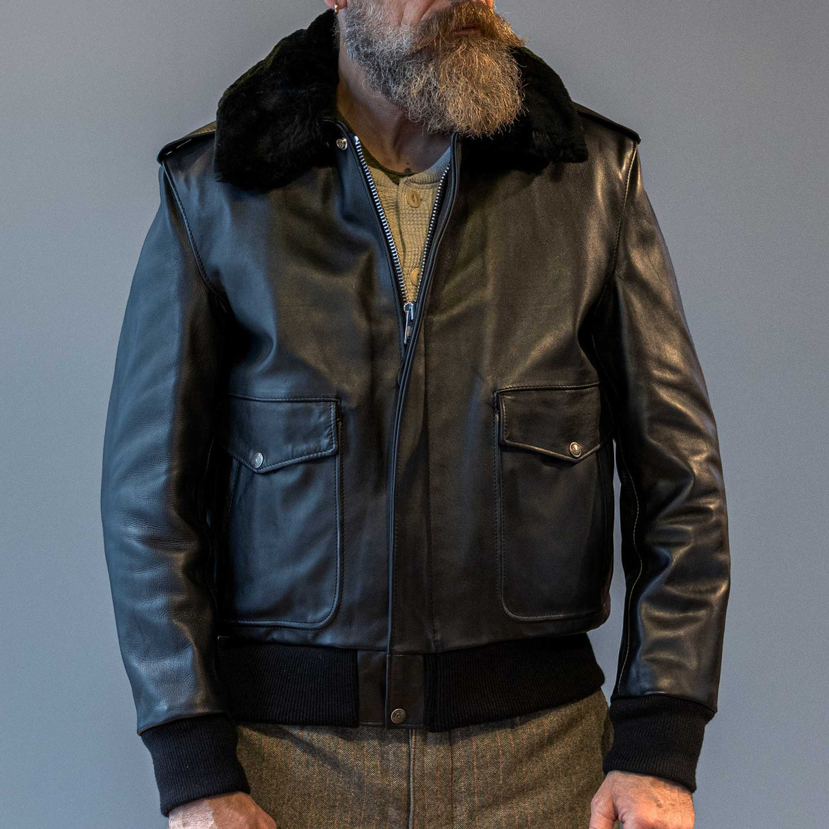 Schott NYCA - 2 aviateurs veste en cuir noirVeste en cuirBritish Parts Luzern