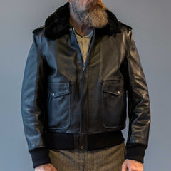 Schott NYCA - 2 aviateurs veste en cuir noirVeste en cuirBritish Parts Luzern