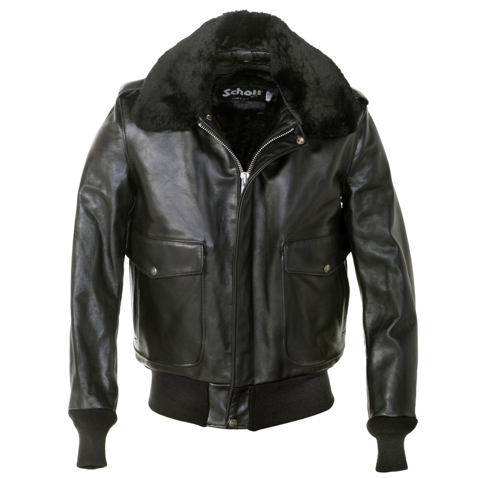 Schott NYCA - 2 aviateurs veste en cuir noirVeste en cuirBritish Parts Luzern