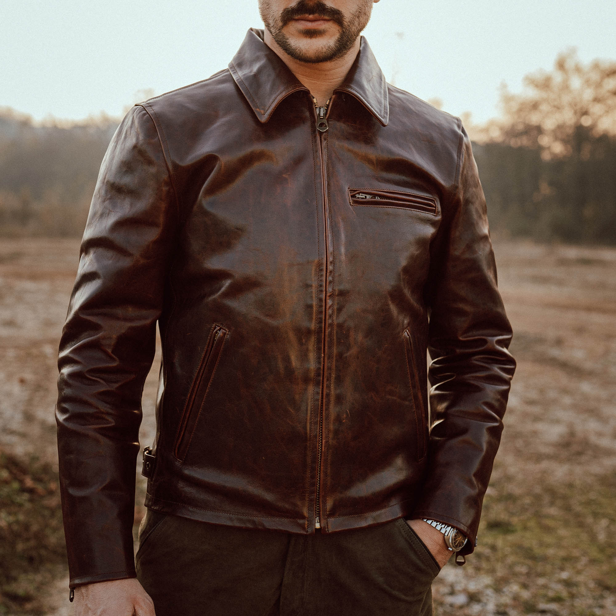 Shangri - La HeritageVarenne Horse Hide Veste en cuir WhiskeyJackenBritish Parts Luzern