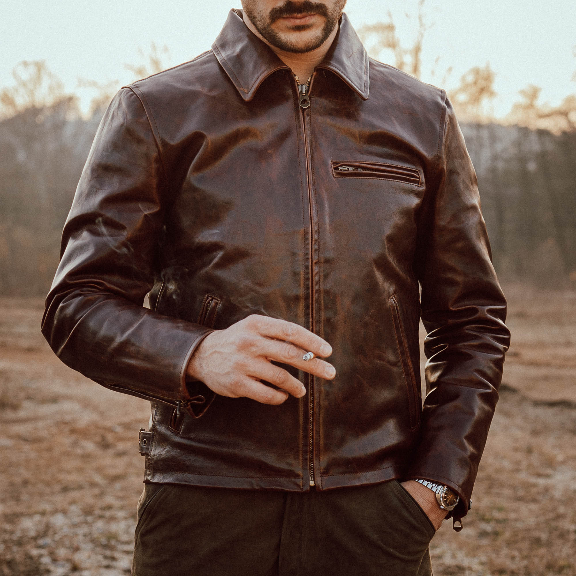 Shangri - La HeritageVarenne Horse Hide Veste en cuir WhiskeyJackenBritish Parts Luzern