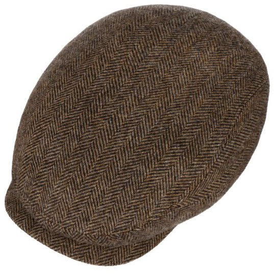 StetsonDriver Cap laine vierge Herringbone marron - melangeBonnetBritish Parts Luzern