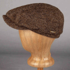 StetsonDriver Cap laine vierge Herringbone marron - melangeBonnetBritish Parts Luzern
