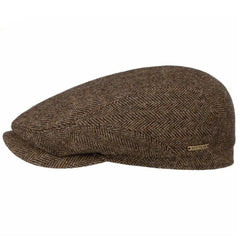 StetsonDriver Cap laine vierge Herringbone marron - melangeBonnetBritish Parts Luzern