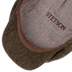 StetsonDriver Cap laine vierge Herringbone marron - melangeBonnetBritish Parts Luzern