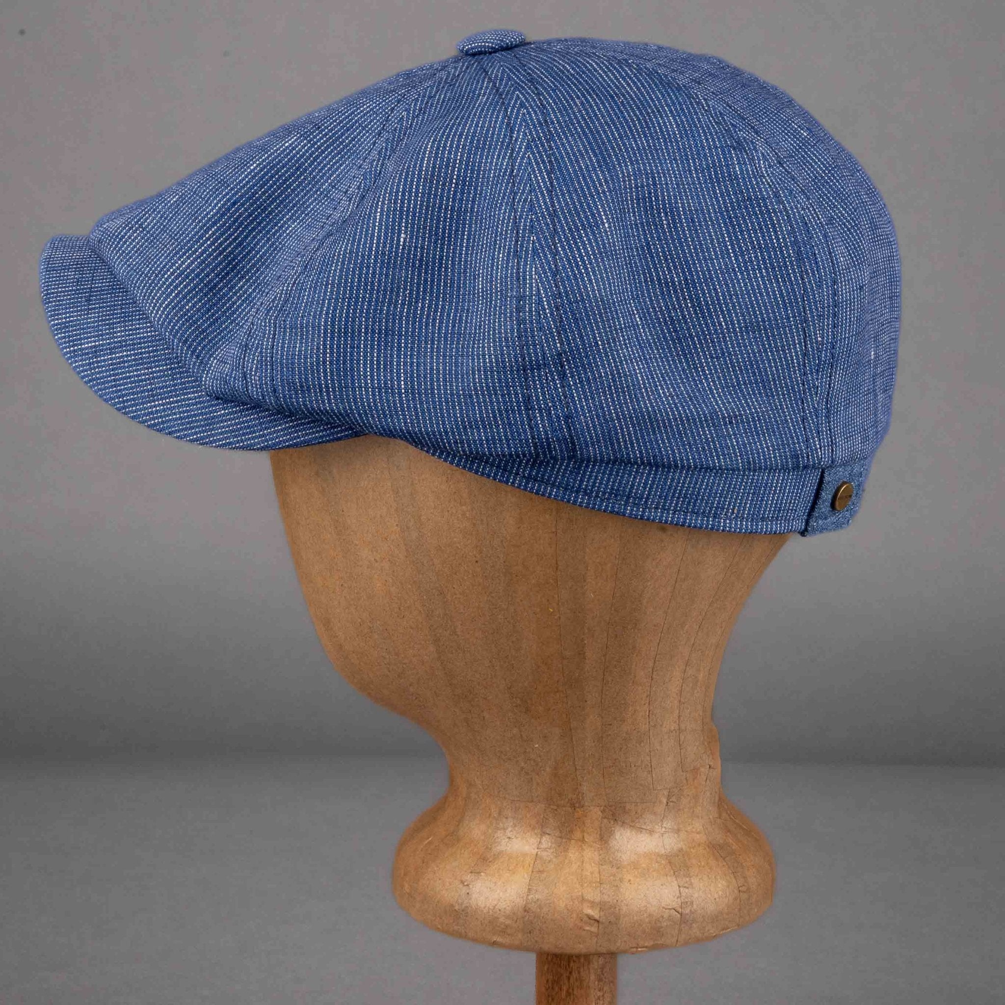 StetsonHatteras Leinen Stripes Casquette à carreaux bleue à rayures blanchesBritish Parts Luzern