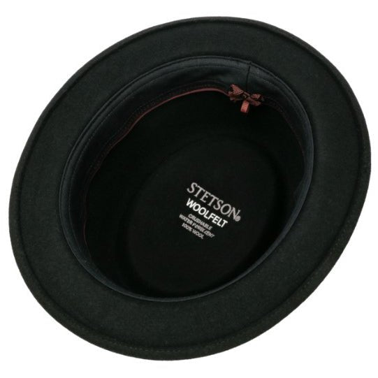 StetsonPork Pie Woolfelt noir avec plumesChapeauBritish Parts Luzern