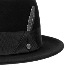 StetsonPork Pie Woolfelt noir avec plumesChapeauBritish Parts Luzern
