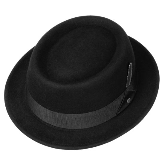 StetsonPork Pie Woolfelt noir avec plumesChapeauBritish Parts Luzern