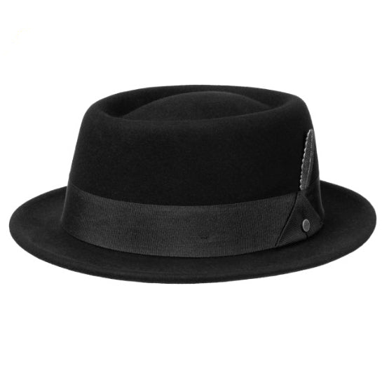 StetsonPork Pie Woolfelt noir avec plumesChapeauBritish Parts Luzern
